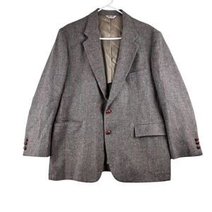 Christopher Hayes Men 44 Suit Jacket Blazer Sport Coat 100% Wool USA Herringbone